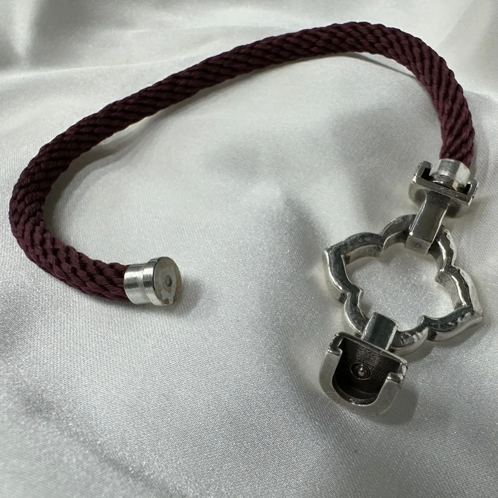 Brighton Burgundy Rope Bracelet with Silver-Tone Clasp & Crystal Accents
